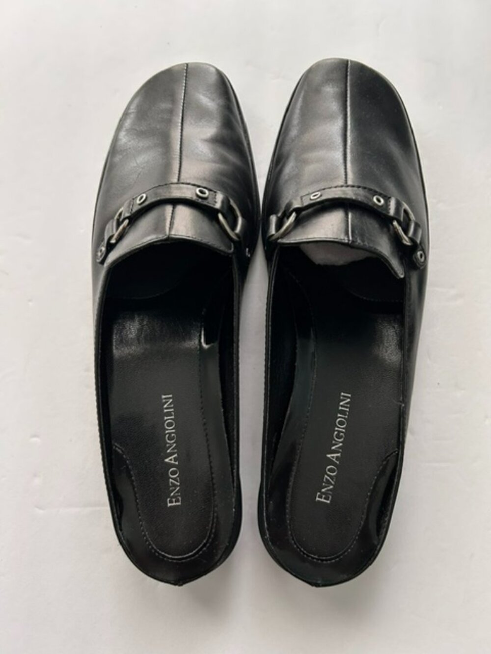 NWT Enzo Angiolini Mahogany Black Leather Mule, Size 7.5M